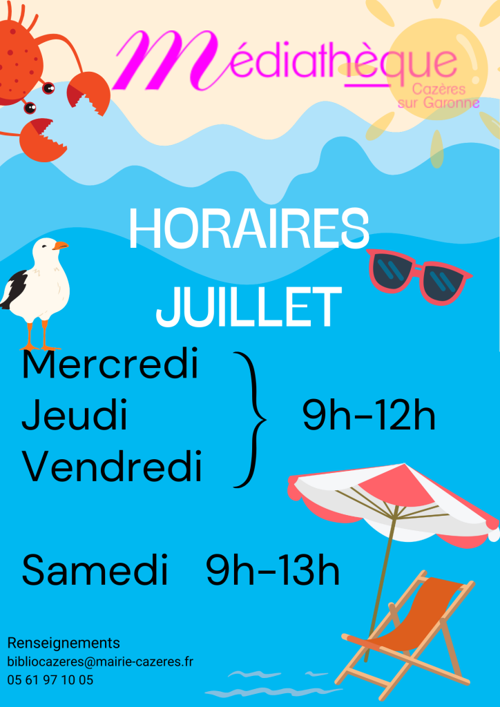 horaires biblio juillet