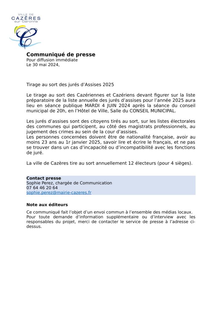 tirage au sort des jurés d'assises